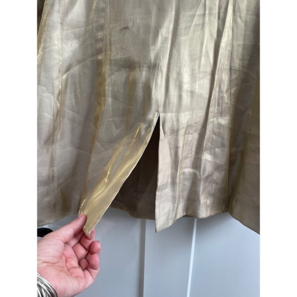 Vtg Justin Taylor Gold Embroidered Mirror Beaded Tunic Jacket Size 14 Champagne - Picture 7 of 9